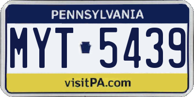 PA license plate MYT5439