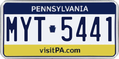 PA license plate MYT5441