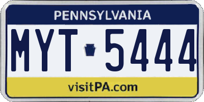 PA license plate MYT5444