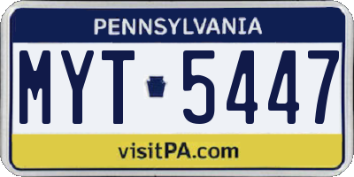PA license plate MYT5447