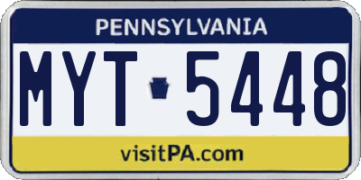 PA license plate MYT5448