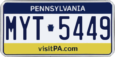 PA license plate MYT5449