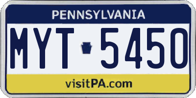 PA license plate MYT5450