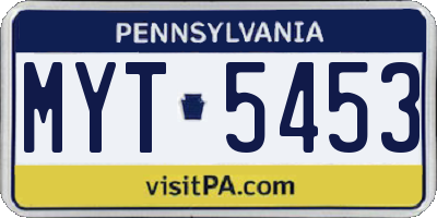 PA license plate MYT5453