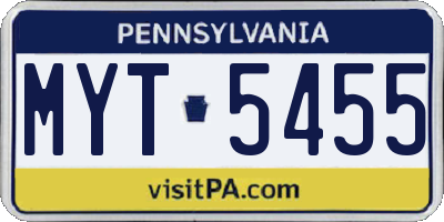 PA license plate MYT5455