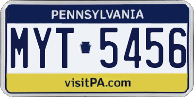 PA license plate MYT5456