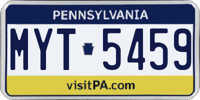 PA license plate MYT5459
