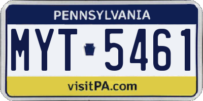 PA license plate MYT5461