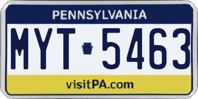 PA license plate MYT5463