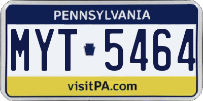 PA license plate MYT5464