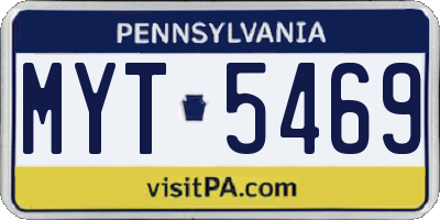 PA license plate MYT5469