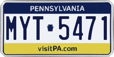 PA license plate MYT5471