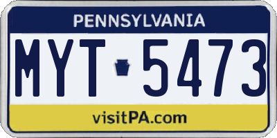 PA license plate MYT5473