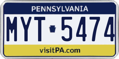 PA license plate MYT5474