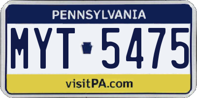 PA license plate MYT5475