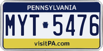 PA license plate MYT5476