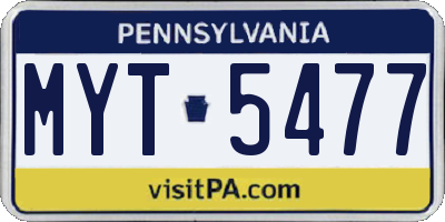 PA license plate MYT5477
