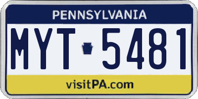 PA license plate MYT5481