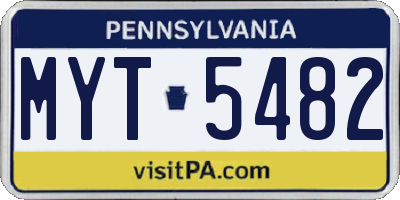 PA license plate MYT5482