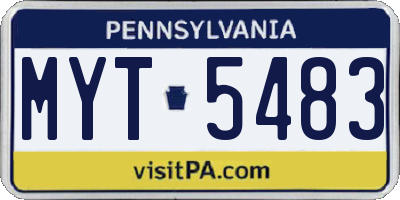 PA license plate MYT5483