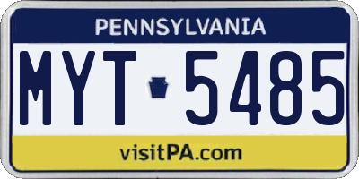 PA license plate MYT5485