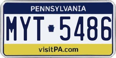 PA license plate MYT5486