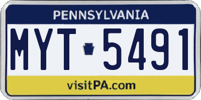 PA license plate MYT5491
