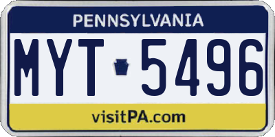PA license plate MYT5496