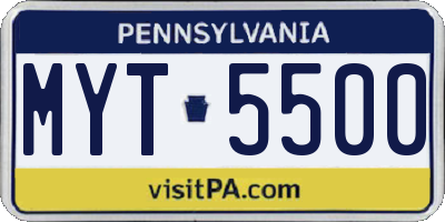 PA license plate MYT5500