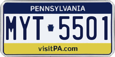 PA license plate MYT5501