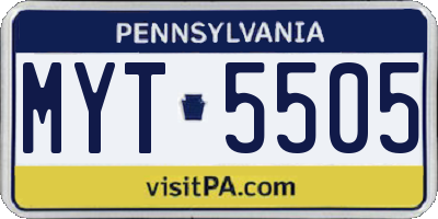 PA license plate MYT5505