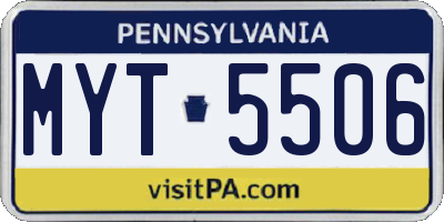 PA license plate MYT5506