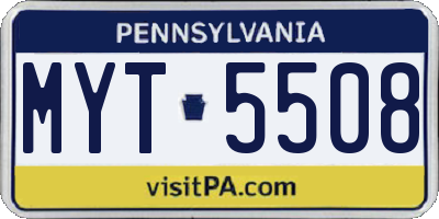 PA license plate MYT5508