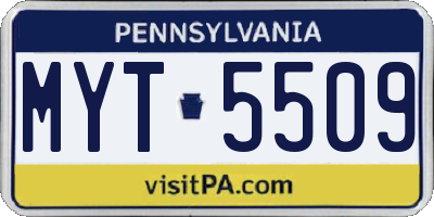 PA license plate MYT5509