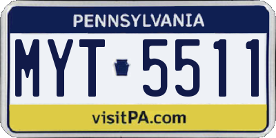 PA license plate MYT5511