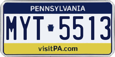 PA license plate MYT5513