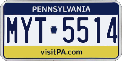 PA license plate MYT5514