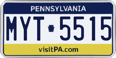 PA license plate MYT5515