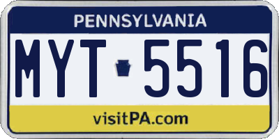 PA license plate MYT5516