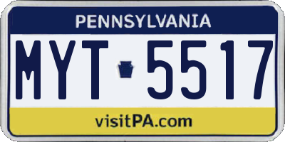 PA license plate MYT5517