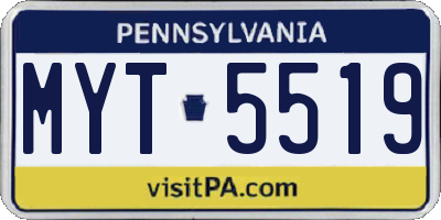 PA license plate MYT5519