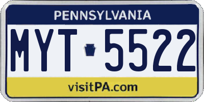 PA license plate MYT5522