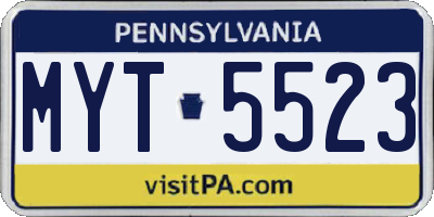 PA license plate MYT5523