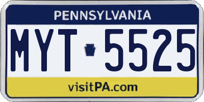 PA license plate MYT5525
