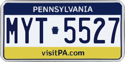 PA license plate MYT5527