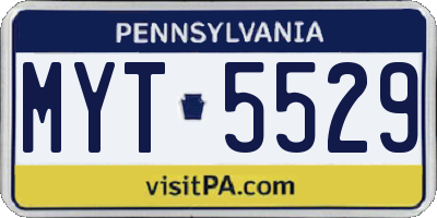 PA license plate MYT5529