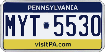 PA license plate MYT5530