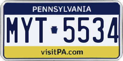 PA license plate MYT5534