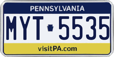 PA license plate MYT5535