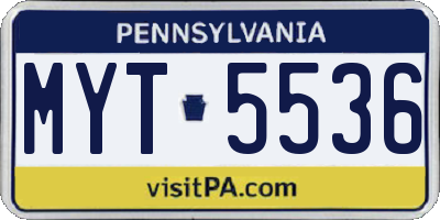 PA license plate MYT5536